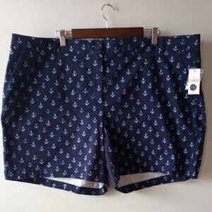 'crown & ivy' 24W Curvy Short Navy/Blues Anchor NWT